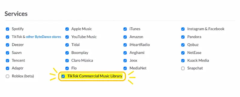 Enabling the TikTok Commercial Music Library